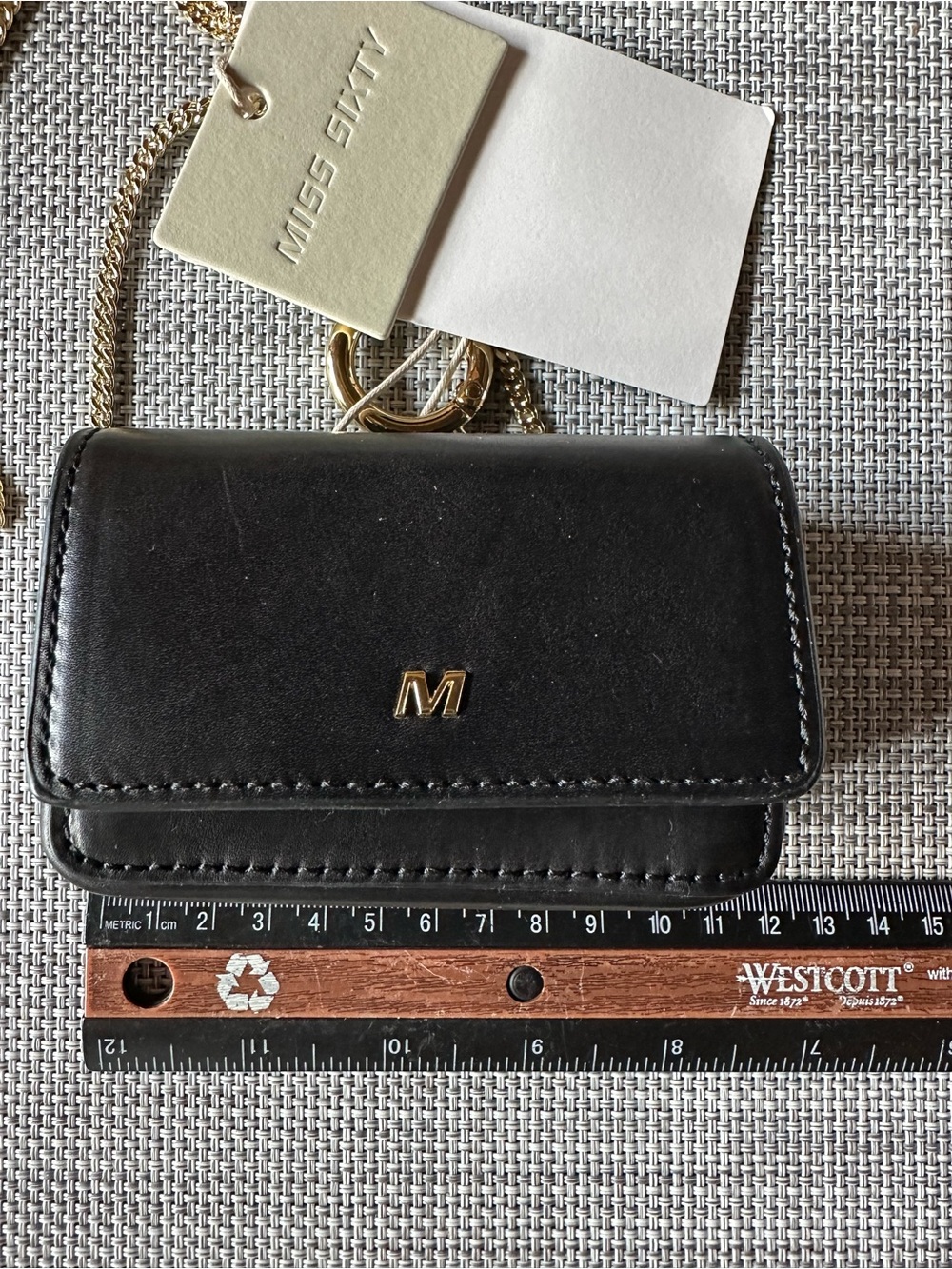 Miss Sixty Black Leather Key & Card Holder with Gold 'M' Accent